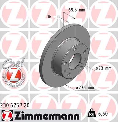 Zimmermann 230.6257.20 - Bremžu diski ps1.lv