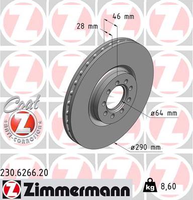 Zimmermann 230.6266.20 - Bremžu diski ps1.lv