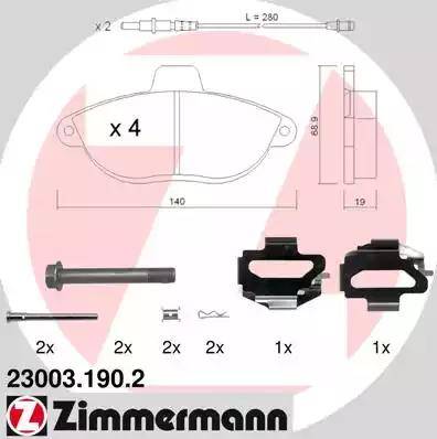 Zimmermann 23003.190.2 - Bremžu uzliku kompl., Disku bremzes ps1.lv