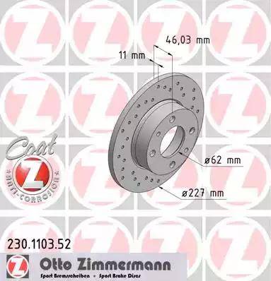 Zimmermann 230.1103.52 - Bremžu diski ps1.lv