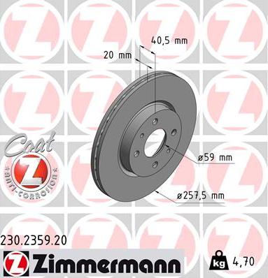 Zimmermann 230.2359.20 - Bremžu diski ps1.lv