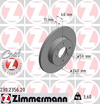 Zimmermann 230.2356.20 - Bremžu diski ps1.lv