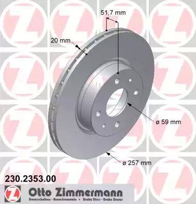 Zimmermann 230.2353.00 - Bremžu diski ps1.lv