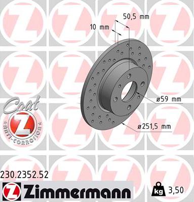 Zimmermann 230.2352.52 - Bremžu diski ps1.lv