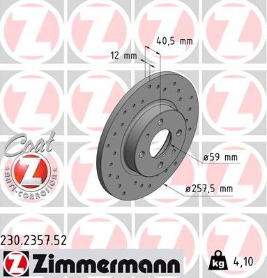Zimmermann 230.2357.52 - Bremžu diski ps1.lv