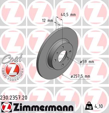 Zimmermann 230.2357.20 - Bremžu diski ps1.lv