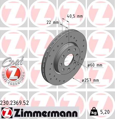 Zimmermann 230.2369.52 - Bremžu diski ps1.lv