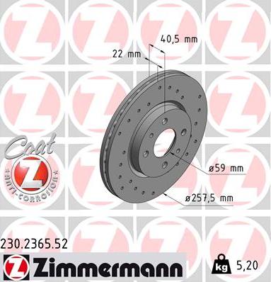 Zimmermann 230.2365.52 - Bremžu diski ps1.lv