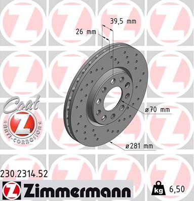 Zimmermann 230.2314.52 - Bremžu diski ps1.lv