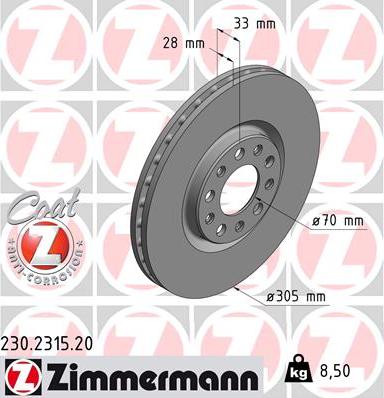 Zimmermann 230.2315.20 - Bremžu diski ps1.lv