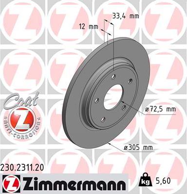 Zimmermann 230.2311.20 - Bremžu diski ps1.lv