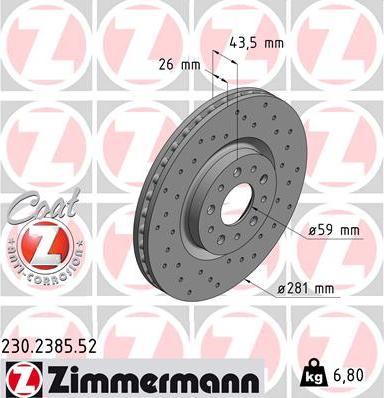 Zimmermann 230.2385.52 - Bremžu diski ps1.lv