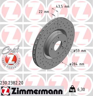 Zimmermann 230.2382.20 - Bremžu diski ps1.lv