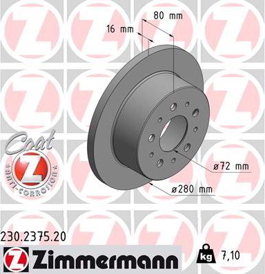 Zimmermann 230.2375.20 - Bremžu diski ps1.lv