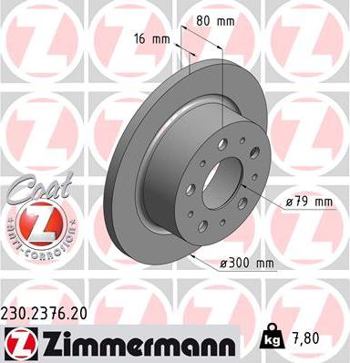 Zimmermann 230.2376.20 - Bremžu diski ps1.lv