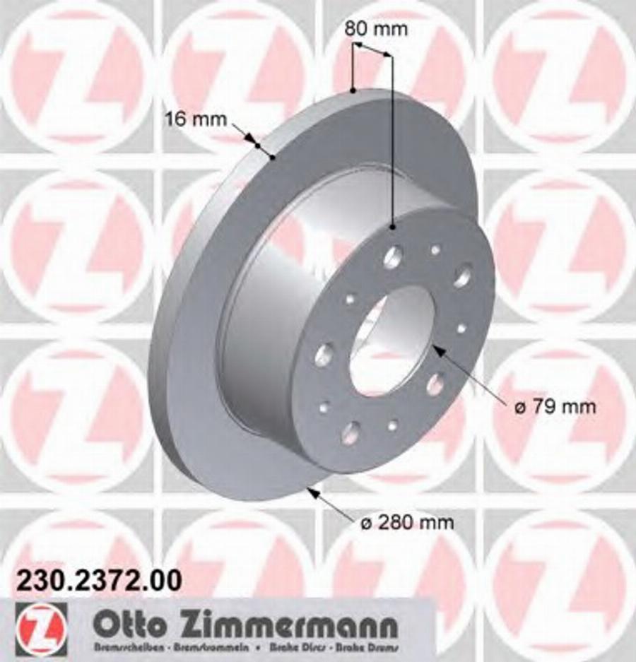 Zimmermann 230.2372.00 - Bremžu diski ps1.lv