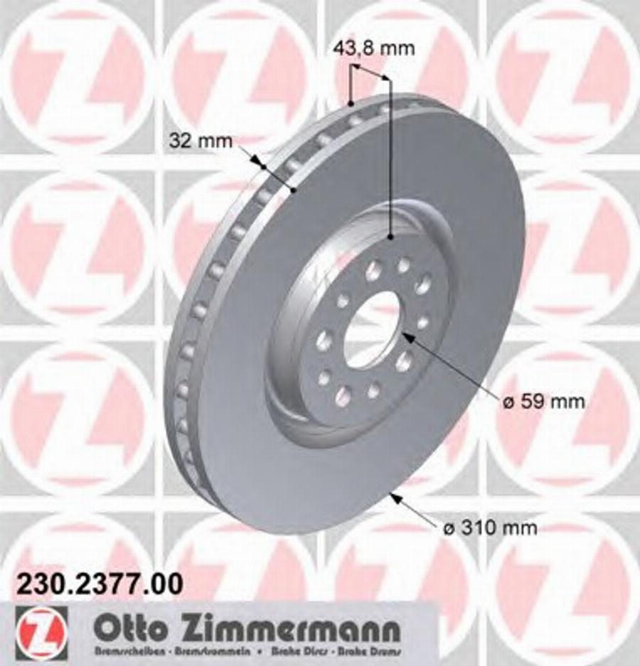 Zimmermann 230.2377.00 - Bremžu diski ps1.lv