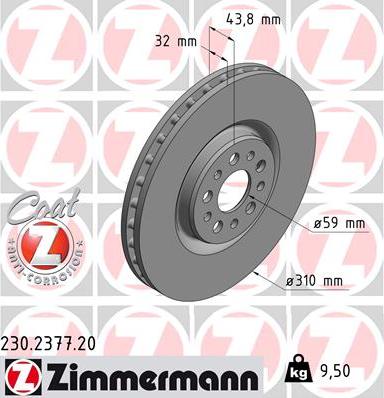 Zimmermann 230.2377.20 - Bremžu diski ps1.lv