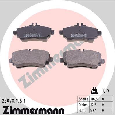 Zimmermann 23070.195.1 - Bremžu uzliku kompl., Disku bremzes ps1.lv