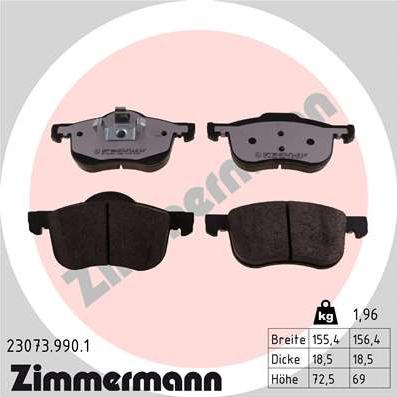 Zimmermann 23073.990.1 - Bremžu uzliku kompl., Disku bremzes ps1.lv