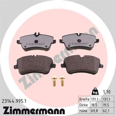 Zimmermann 23144.995.1 - Bremžu uzliku kompl., Disku bremzes ps1.lv