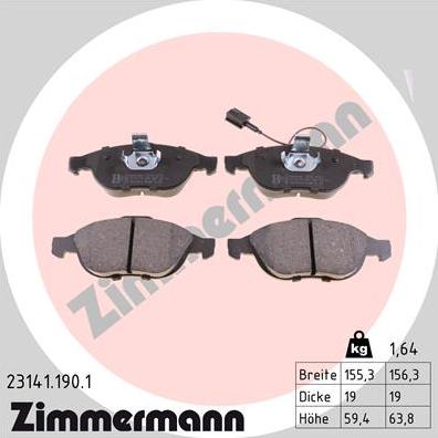 Zimmermann 23141.190.1 - Bremžu uzliku kompl., Disku bremzes ps1.lv