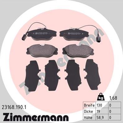 Zimmermann 23168.190.1 - Bremžu uzliku kompl., Disku bremzes ps1.lv