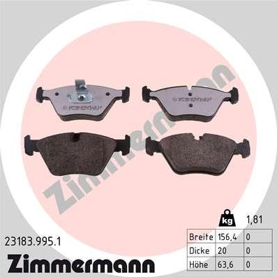 Zimmermann 23183.995.1 - Bremžu uzliku kompl., Disku bremzes ps1.lv