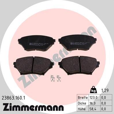 Zimmermann 23863.160.1 - Bremžu uzliku kompl., Disku bremzes ps1.lv