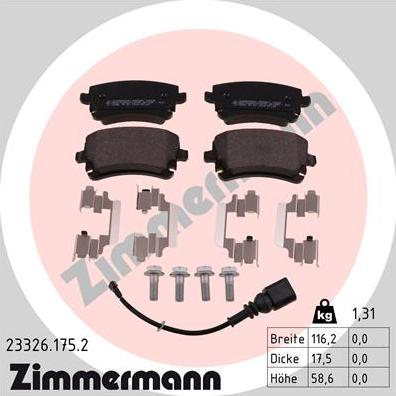 Zimmermann 23326.175.2 - Bremžu uzliku kompl., Disku bremzes ps1.lv