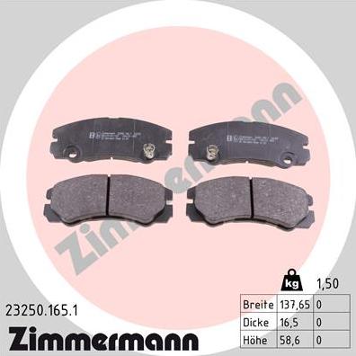 Zimmermann 23250.165.1 - Bremžu uzliku kompl., Disku bremzes ps1.lv