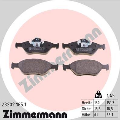 Zimmermann 23202.185.1 - Bremžu uzliku kompl., Disku bremzes ps1.lv