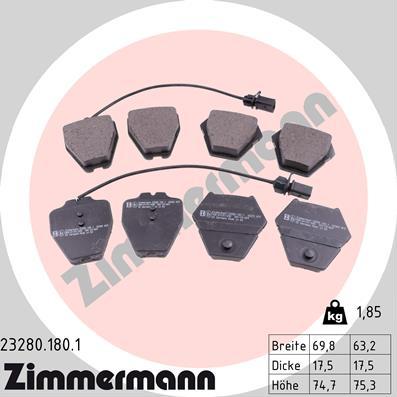 Zimmermann 23280.180.1 - Bremžu uzliku kompl., Disku bremzes ps1.lv