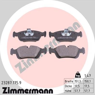 Zimmermann 23287.175.9 - Bremžu uzliku kompl., Disku bremzes ps1.lv