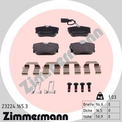 Zimmermann 23224.165.3 - Bremžu uzliku kompl., Disku bremzes ps1.lv