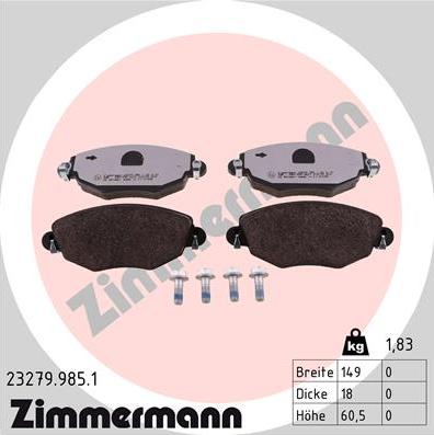 Zimmermann 23279.985.1 - Bremžu uzliku kompl., Disku bremzes ps1.lv