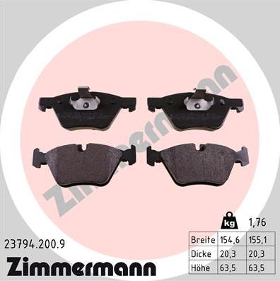 Zimmermann 23794.200.9 - Bremžu uzliku kompl., Disku bremzes ps1.lv