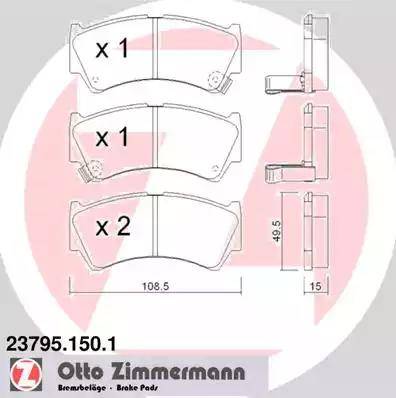 Zimmermann 23795.150.1 - Bremžu uzliku kompl., Disku bremzes ps1.lv