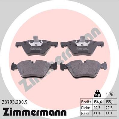 Zimmermann 23793.200.9 - Bremžu uzliku kompl., Disku bremzes ps1.lv