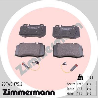 Zimmermann 23745.175.2 - Bremžu uzliku kompl., Disku bremzes ps1.lv