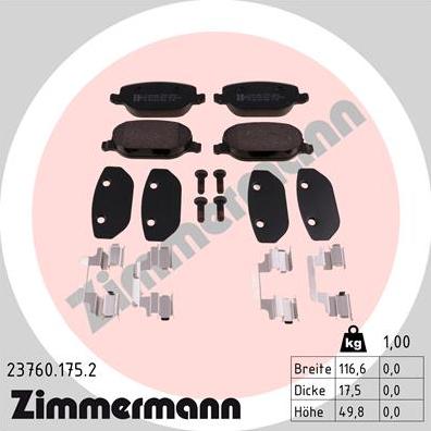 Zimmermann 23760.175.2 - Bremžu uzliku kompl., Disku bremzes ps1.lv