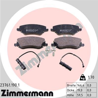 Zimmermann 23761.190.1 - Bremžu uzliku kompl., Disku bremzes ps1.lv