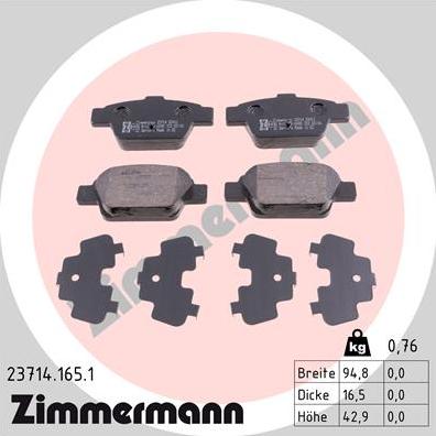 Zimmermann 23714.165.1 - Bremžu uzliku kompl., Disku bremzes ps1.lv