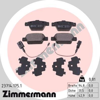 Zimmermann 23714.175.1 - Bremžu uzliku kompl., Disku bremzes ps1.lv