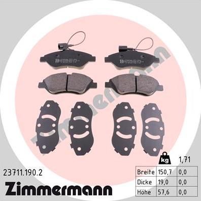 Zimmermann 23711.190.2 - Bremžu uzliku kompl., Disku bremzes ps1.lv