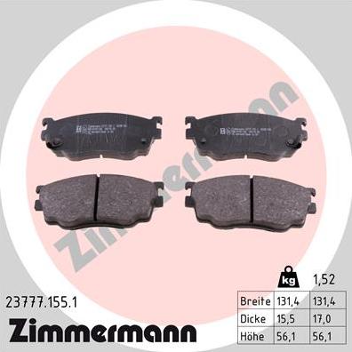 Zimmermann 23777.155.1 - Bremžu uzliku kompl., Disku bremzes ps1.lv