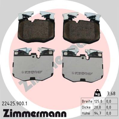 Zimmermann 22425.900.1 - Bremžu uzliku kompl., Disku bremzes ps1.lv