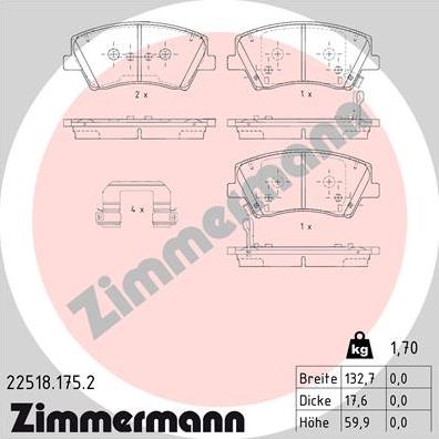 Zimmermann 22518.175.2 - Bremžu uzliku kompl., Disku bremzes ps1.lv