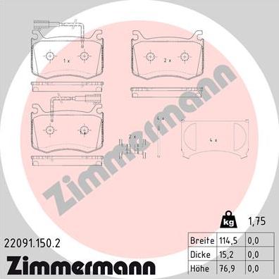 Zimmermann 22091.150.2 - Bremžu uzliku kompl., Disku bremzes ps1.lv