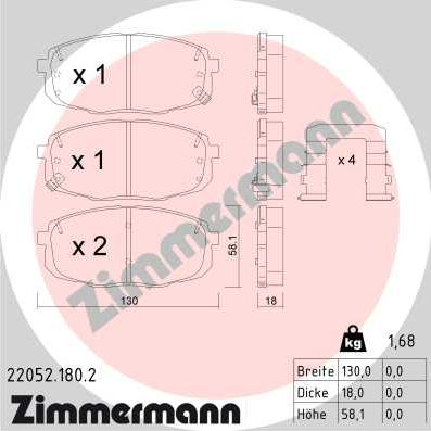 Zimmermann 22052.180.2 - Bremžu uzliku kompl., Disku bremzes ps1.lv